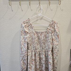 Floral Long Sleeve Smocked Shirt